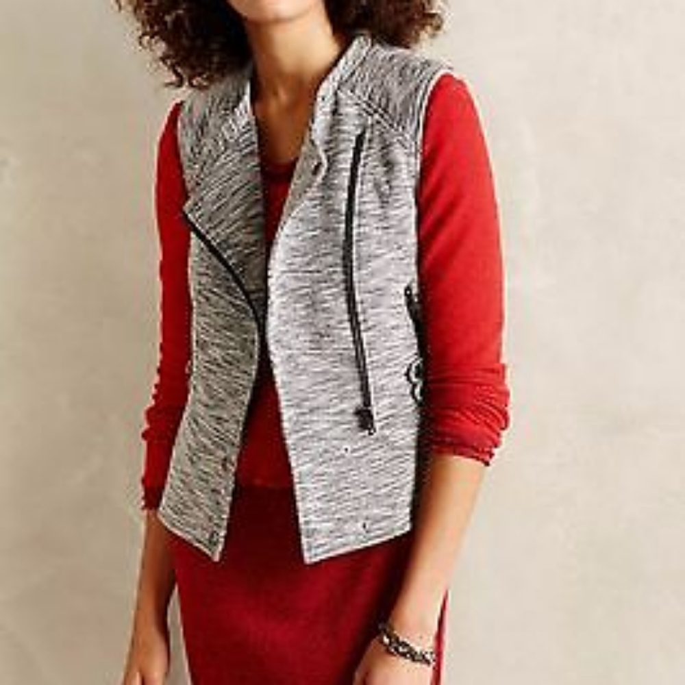Anthropologie Marled Moto Vest By Cartonnier Size XSP